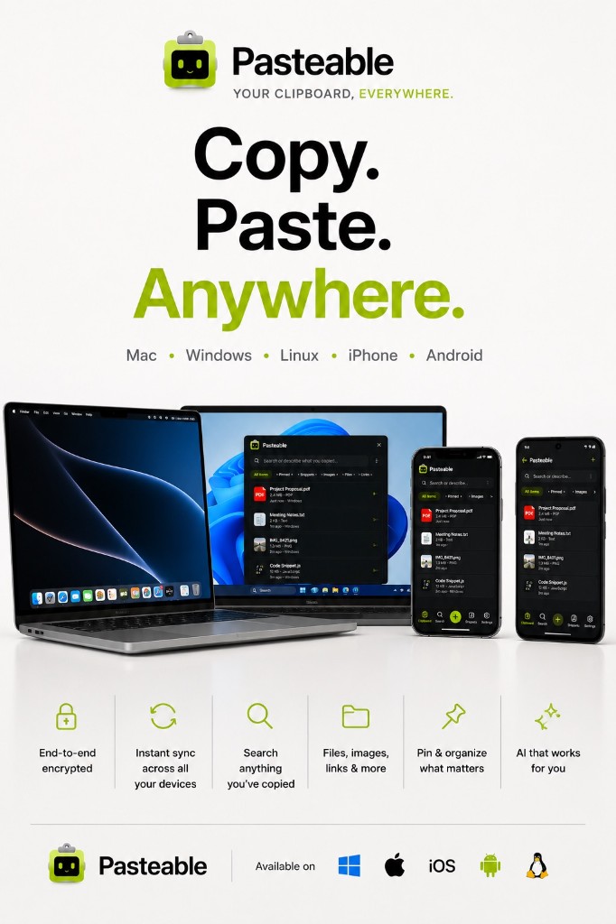 Pasteable — universal clipboard for every device